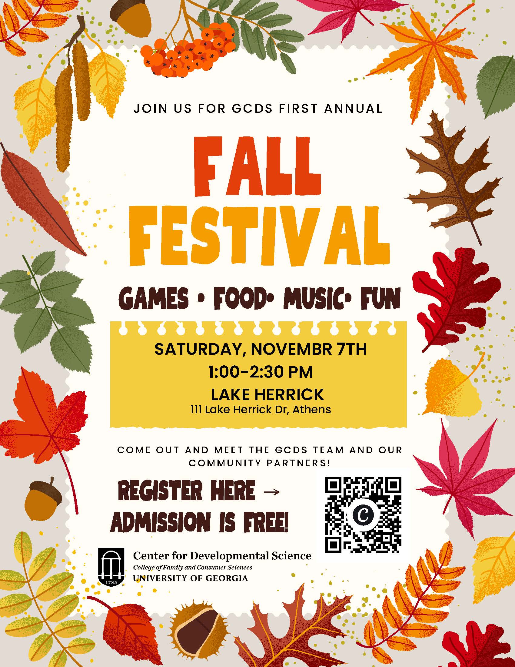 Join us for GCDS First Annual Fall Festival. There will be games, food, music and fun. It will be on Saturday, November 7th from 1:00-2:30 PM at Lake Herrick (111 Lake Herrick Dr, Athens). Come out and meet the GCDS team and our community partners! Registe