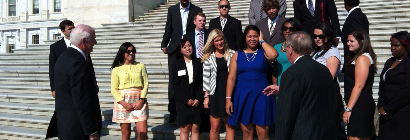 students on steps of washington, dc