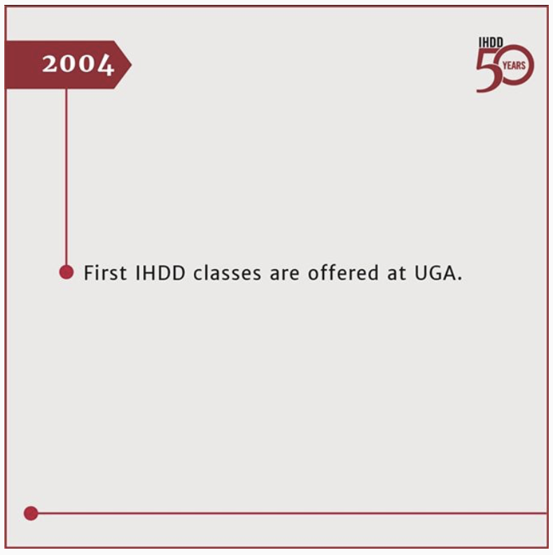 Image that reads: First IHDD classes are offered at UGA.